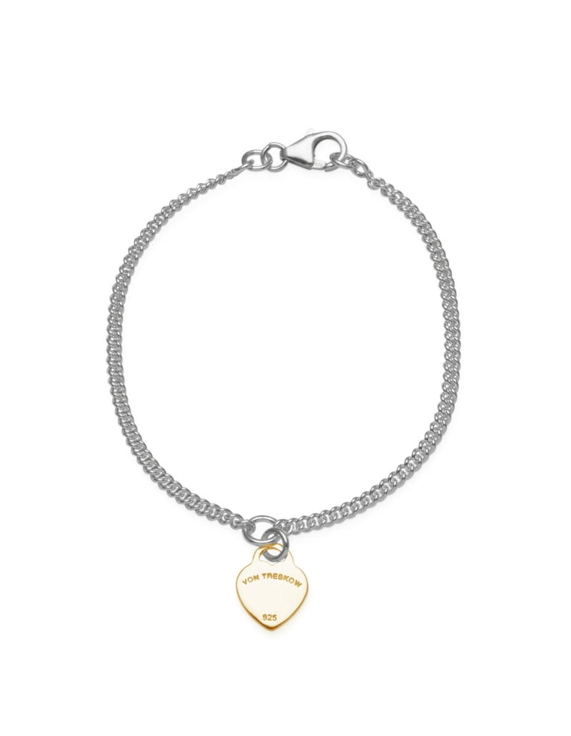 Von Treskow Curb Chain Bracelet w/ Mini VT Flat Heart - Gold | Mocha Australia