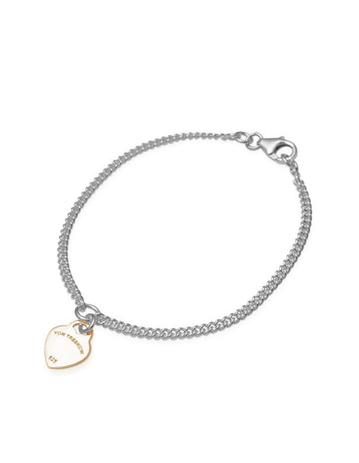 Von Treskow Curb Chain Bracelet w/ Mini VT Flat Heart - Gold | Mocha Australia