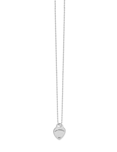 Von Treskow Fine Ball Chain Necklace w/ Mini VT Flat Heart - Silver | Mocha Australia