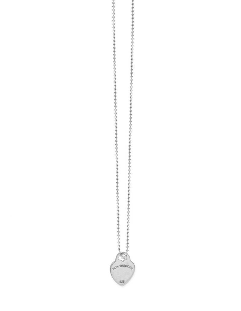 Von Treskow Fine Ball Chain Necklace w/ Mini VT Flat Heart - Silver | Mocha Australia