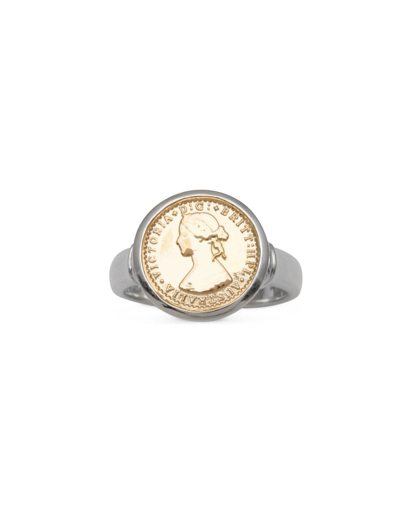 Von Treskow Tiny Australian Token Bezel Ring | Mocha Australia