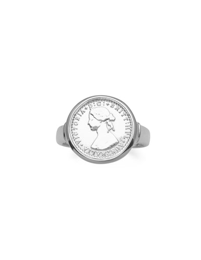 Von Treskow Tiny Australian Token Bezel Ring - Silver | Mocha Australia