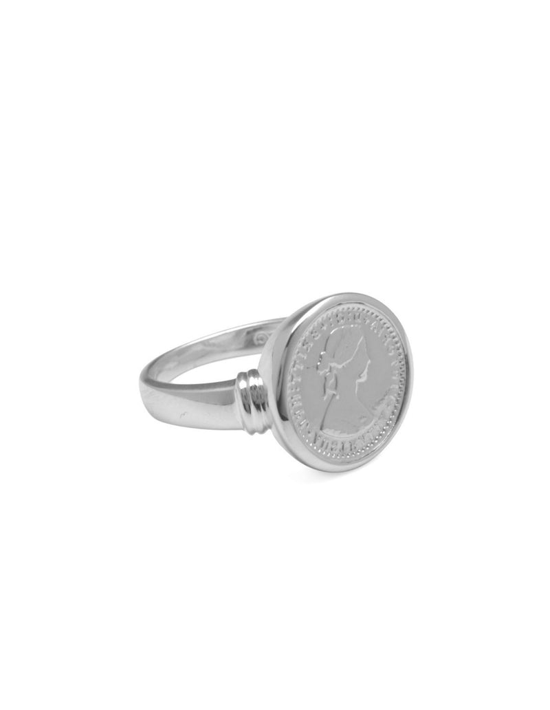 Von Treskow Tiny Australian Token Bezel Ring - Silver | Mocha Australia