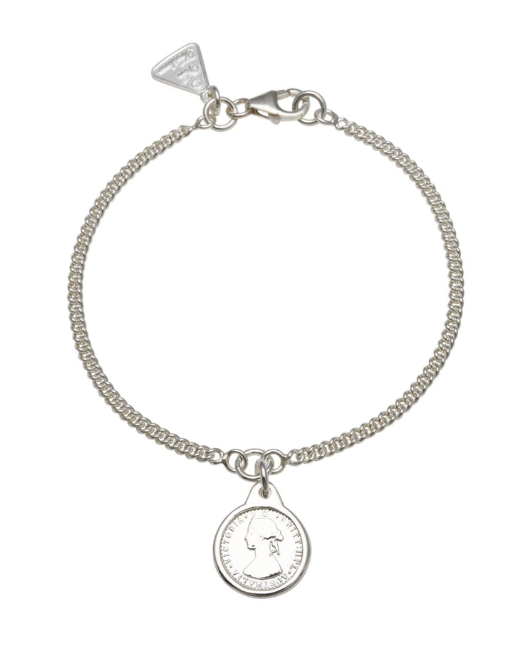 Von Treskow Mini Australian Token Curb Chain Bracelet Silver Mocha Australia