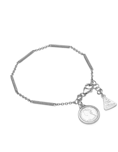 Von Treskow Segmented Bar Bracelet w/ Tiny Token - Silver | Mocha Australia