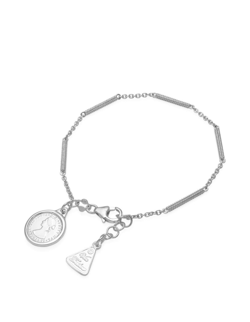 Von Treskow Segmented Bar Bracelet w/ Tiny Token - Silver | Mocha Australia