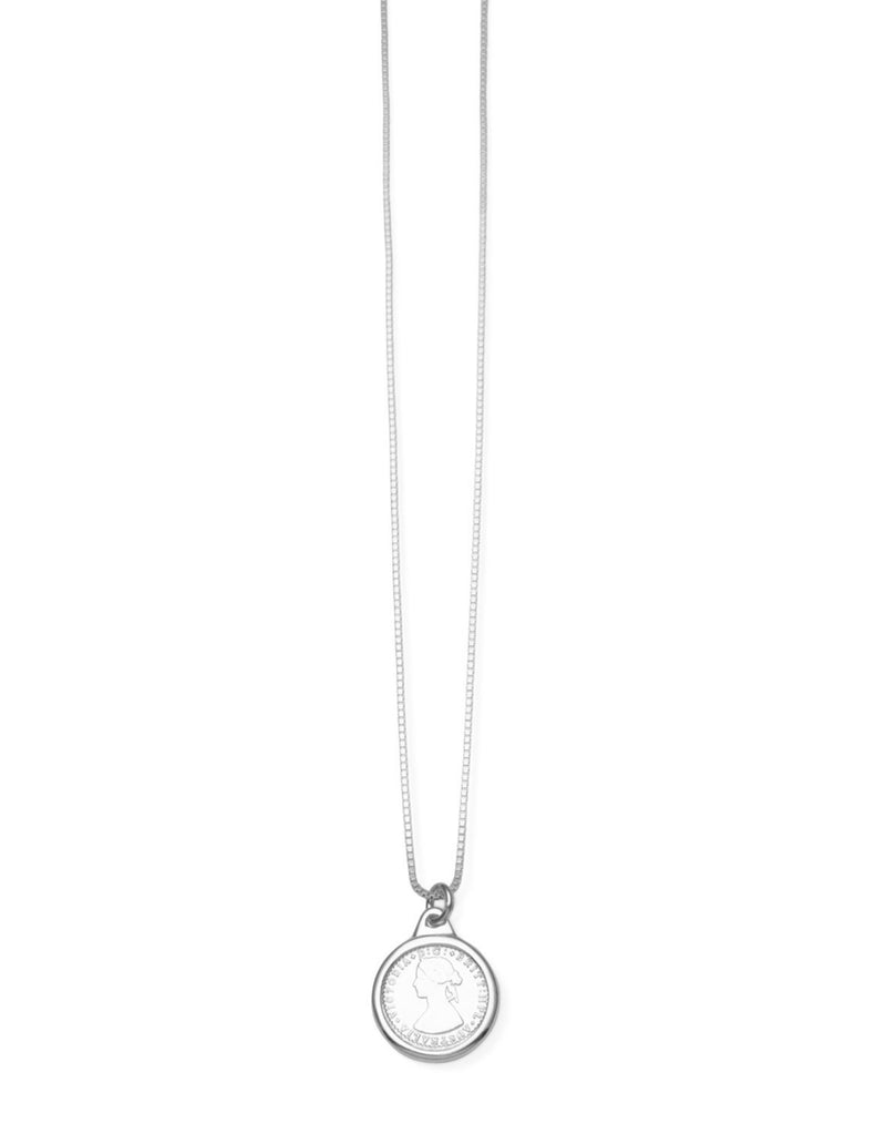 Von Treskow Tiny Token & Bezel Adjustable Box Chain Necklace - Silver | Mocha Australia