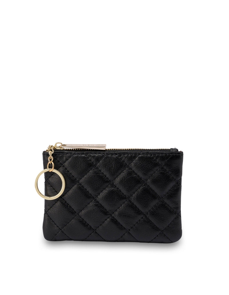 Mocha Petia Calfskin Coin Wallet - Black | Mocha Australia
