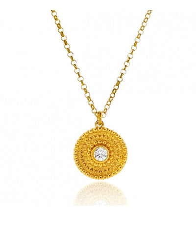 Gregio Gold Necklace W/ Round Gold & Cz | Mocha Australia