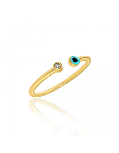 Gregio Tiny Shiny Ring W/ Cz & Blue Eye | Mocha Australia