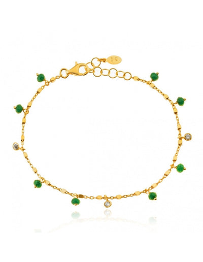 Gregio Tiny Shiny Bracelet W/ Cz & Green Gems | Mocha Australia