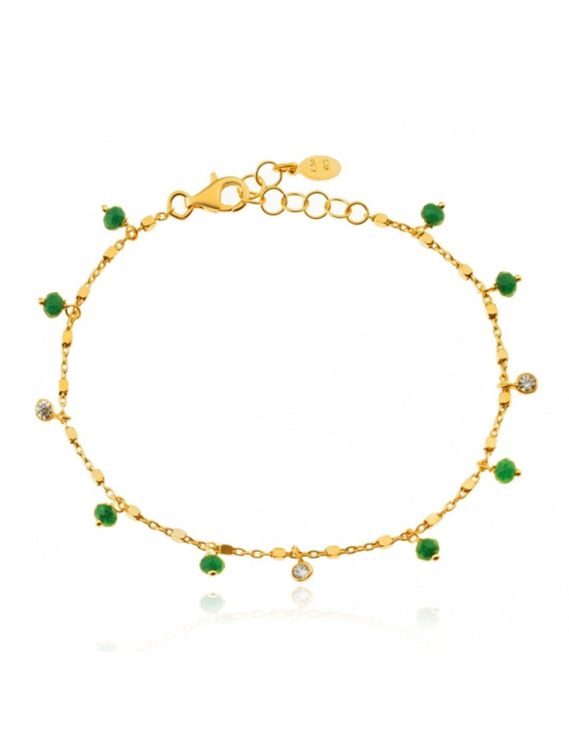 Gregio Tiny Shiny Bracelet W/ Cz & Green Gems | Mocha Australia