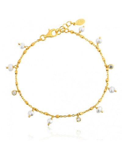 Gregio Tiny Shiny Bracelet W/ Cz & Pearls | Mocha Australia