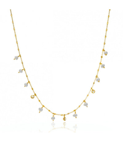 Gregio Tiny Shiny Necklace W/ Cz & Pearls | Mocha Australia