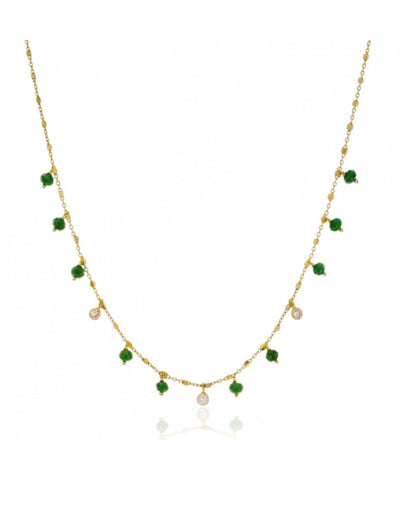 Gregio Tiny Shiny Necklace W/ Cz & Green Gems | Mocha Australia