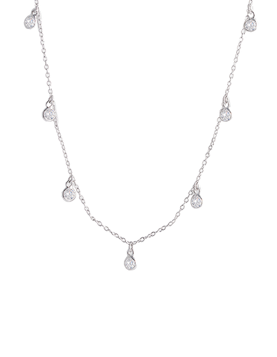 Bianc CZ Bezel Scattered Drop Necklace - Silver | Mocha Australia