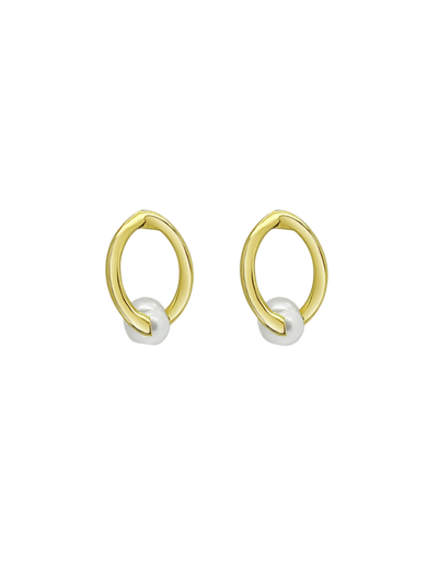 Ichu Twisted Pearl Stud Earrings - Gold | Mocha Australia