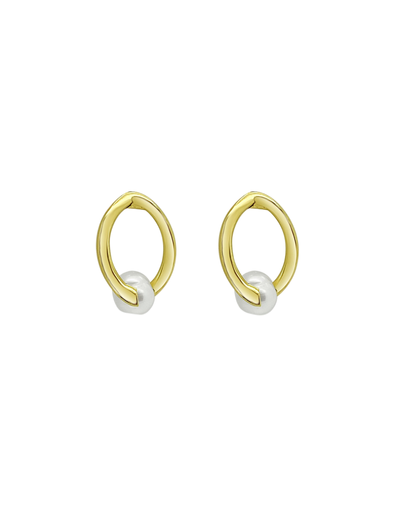 Ichu Twisted Pearl Stud Earrings - Gold | Mocha Australia