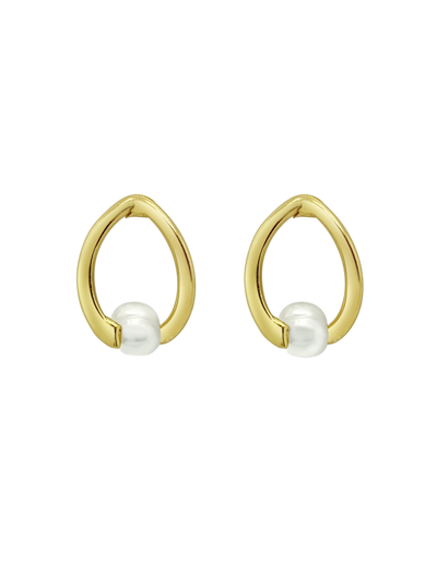 Ichu Twisted Pearl Stud Earrings - Gold | Mocha Australia