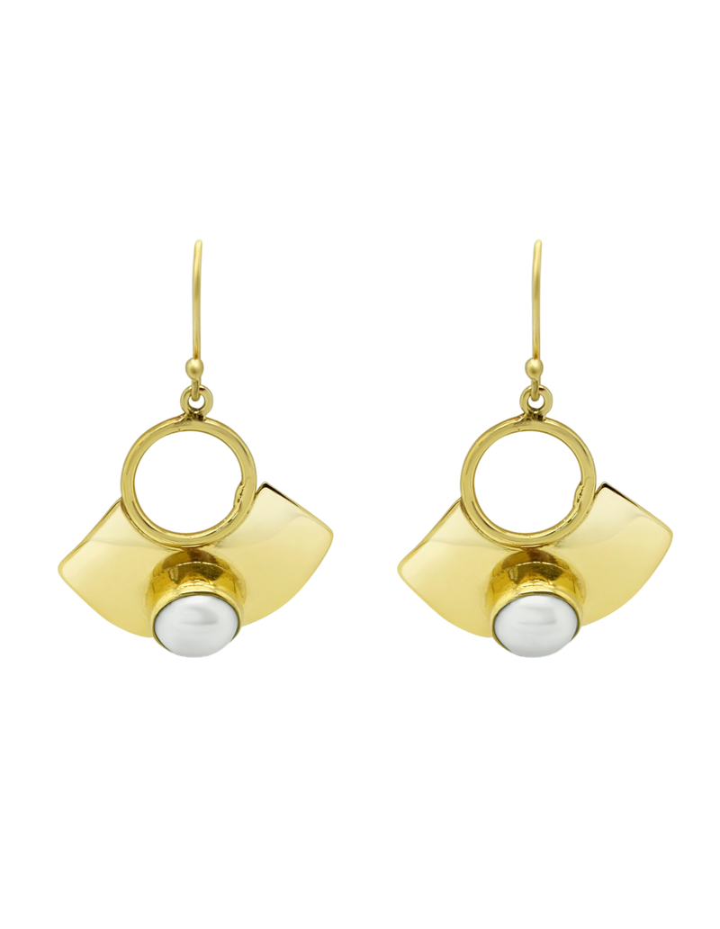 Ichu Golden Pearl Drop Earrings - Gold | Mocha Australia
