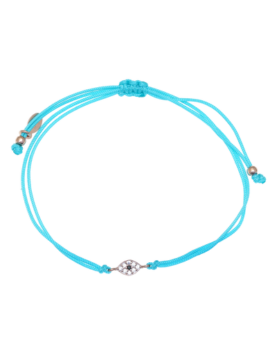 Gregio Tiny Shiny Rope Bracelet w/ Evil Eye - Teal/Rose Gold | Mocha Australia