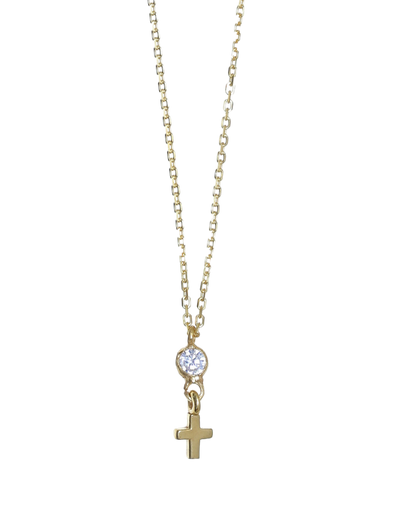Gregio Tiny Shiny Necklace w/ Cross Pendant - Gold | Mocha Australia