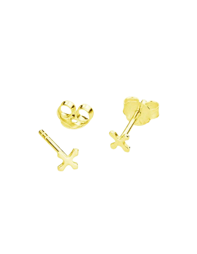 Ichu Tiny Cross Stud Earrings - Gold | Mocha Australia