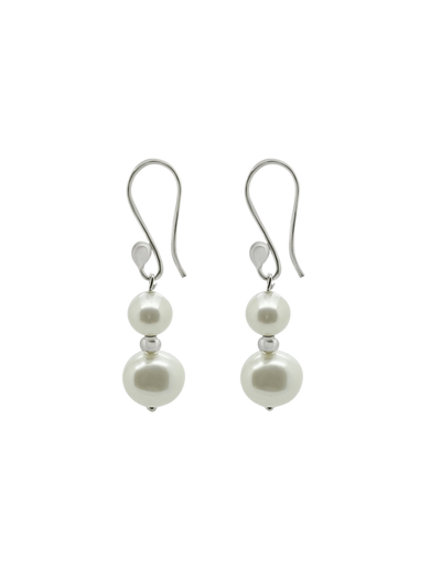 Ichu Duo Pearl Earrings - Silver | Mocha Australia