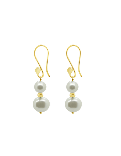 Ichu Duo Pearl Earrings - Gold | Mocha Australia