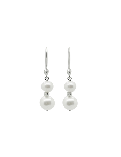 Ichu Duo Pearl Earrings - Silver | Mocha Australia