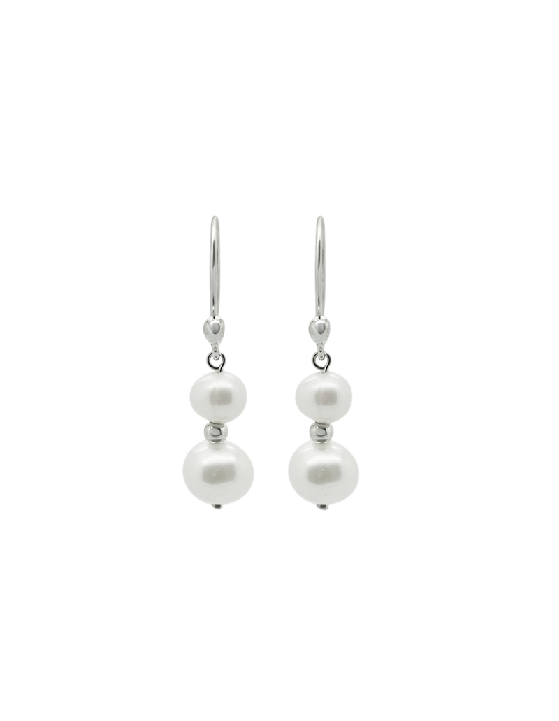 Ichu Duo Pearl Earrings - Silver | Mocha Australia