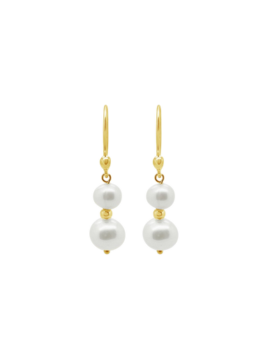 Ichu Duo Pearl Earrings - Gold | Mocha Australia