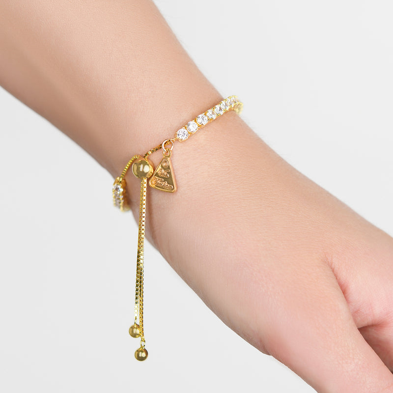 Von Treskow Yg plated Adjustable Tennis Bracelet w/ 3mm Cz | Mocha Australia