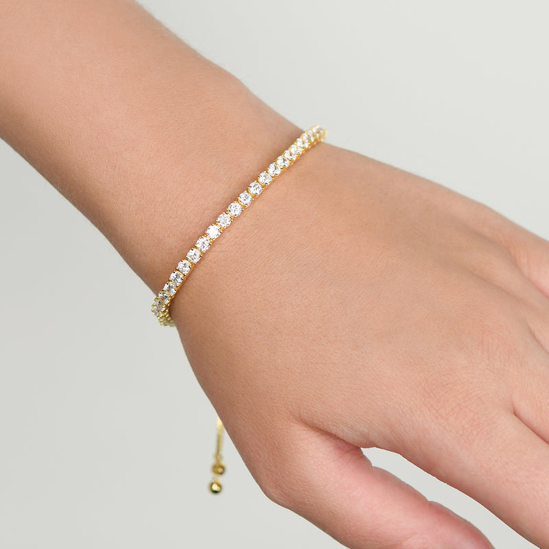 Von Treskow Yg plated Adjustable Tennis Bracelet w/ 3mm Cz | Mocha Australia