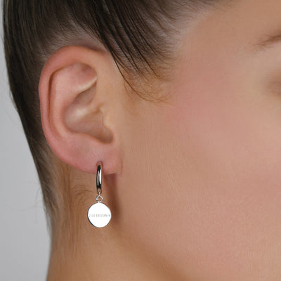 Von Treskow Ss 13mm Huggie Hoop Earrings w/ Mini VT Plates | Mocha Australia