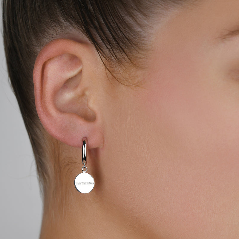 Von Treskow Ss 13mm Huggie Hoop Earrings w/ Mini VT Plates | Mocha Australia