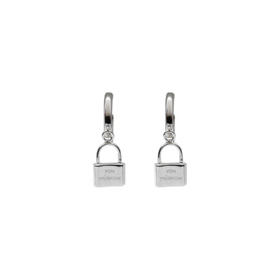 Von Treskow Ss 13mm Huggie Hoop Earrings w/ Tiny VT Engraved Lock | Mocha Australia