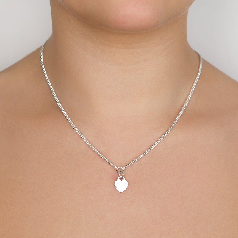 Von Treskow Ss Curb Chain Necklace w/ Large VT Flat Heart | Mocha Australia