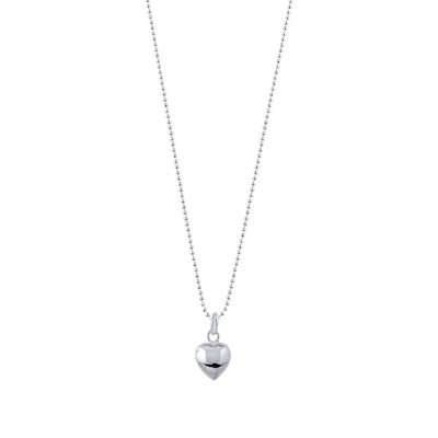 Von Treskow Fine Ball Chain Necklace w/ Solid Heart - Silver | Mocha Australia