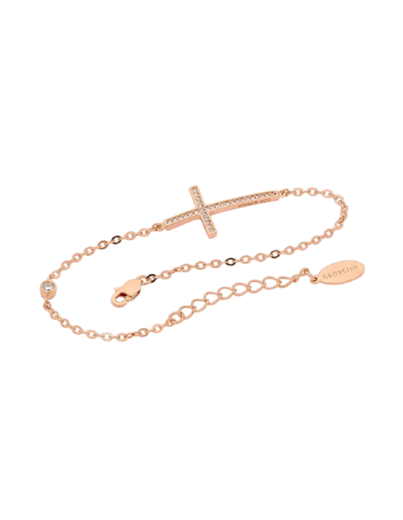 Georgini Cross Bracelet w/ CZ - Rose Gold | Mocha Australia