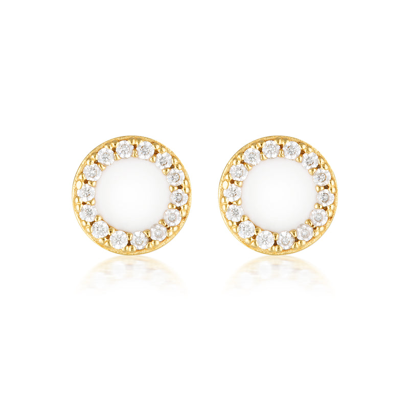 Georgini Enamel Stud Earrings - Gold/White | Mocha Australia