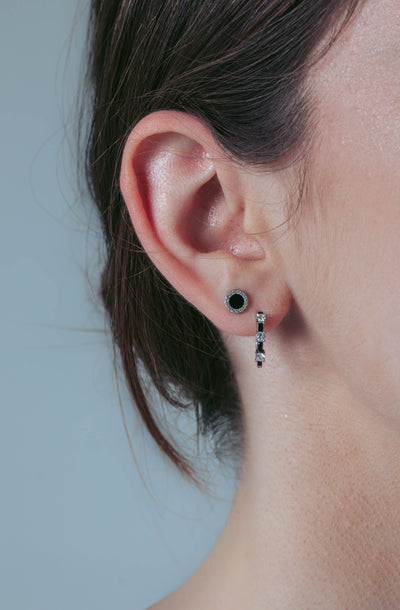 Georgini Reflection Enamel Stud Earrings - Silver/Black | Mocha Australia