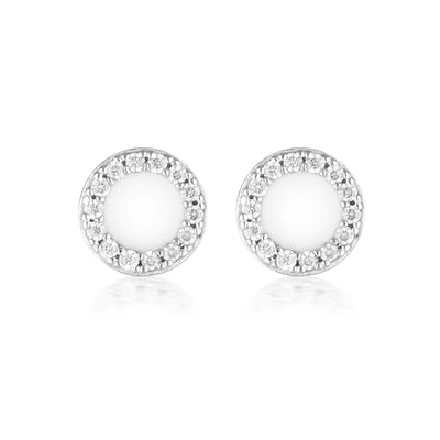 Georgini Enamel Stud Earrings - Silver/White | Mocha Australia