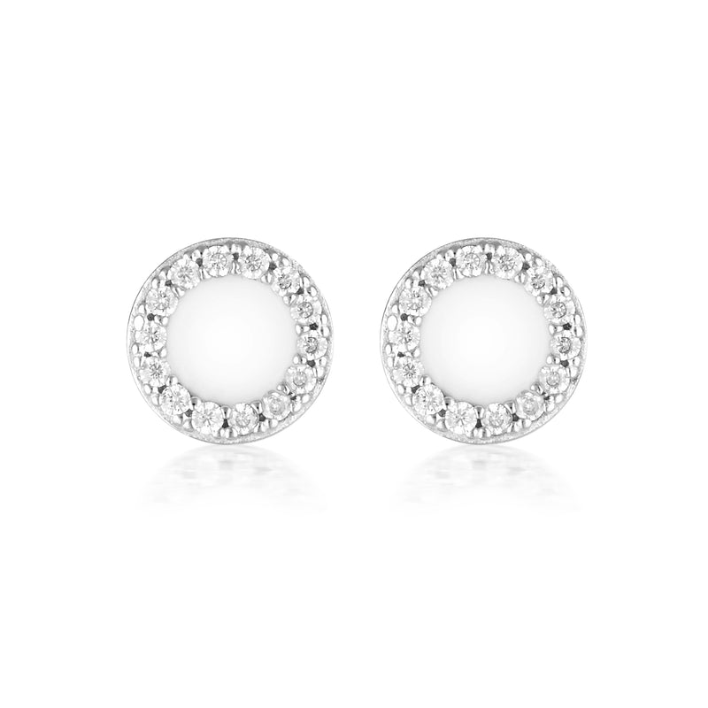 Georgini Enamel Stud Earrings - Silver/White | Mocha Australia