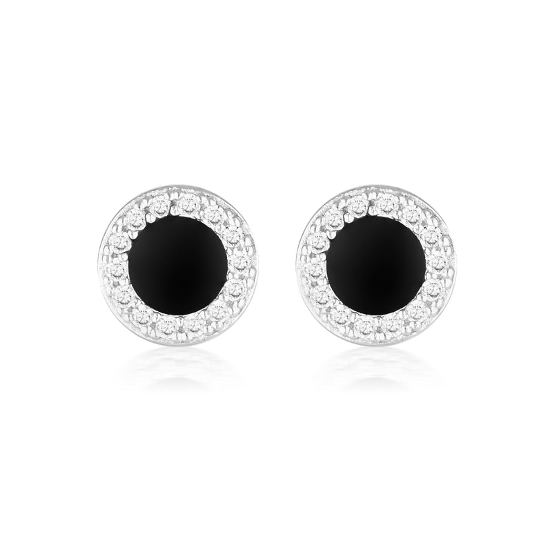 Georgini Reflection Enamel Stud Earrings - Silver/Black | Mocha Australia