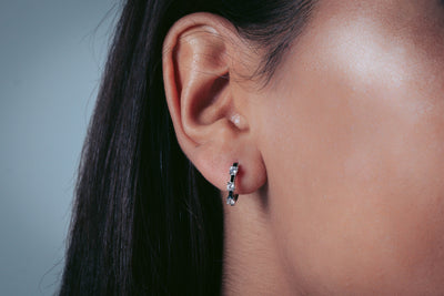 Georgini Enamel Hoop Earrings - Silver | Mocha Australia