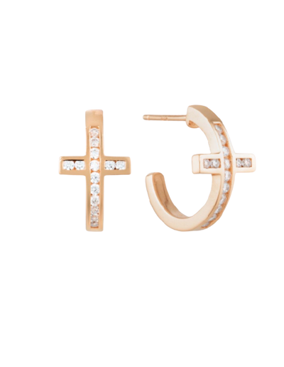 Georgini Spiritus Cross Hoop Earrings - Rose Gold | Mocha Australia