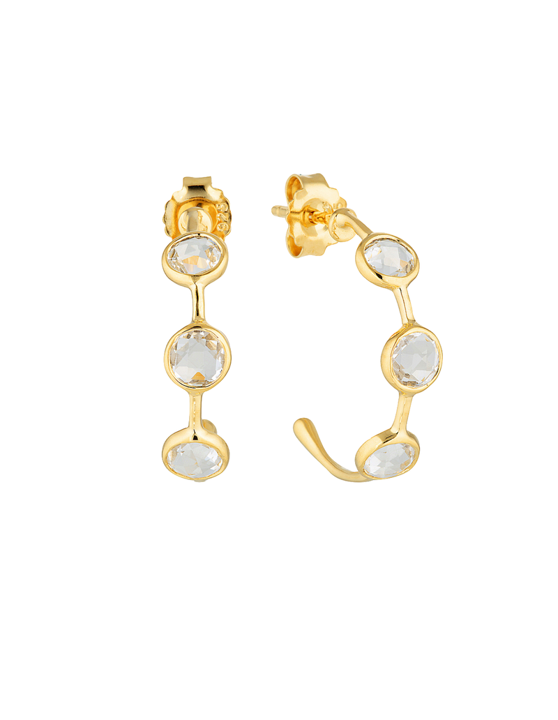 Georgini Kiklo Hoop Earrings w/ White Topaz - Gold | Mocha Australia