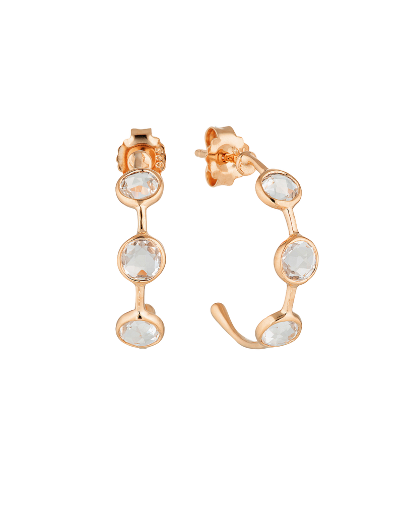 Georgini Kiklo Hoop Earrings w/ White Topaz - Rose Gold | Mocha Australia