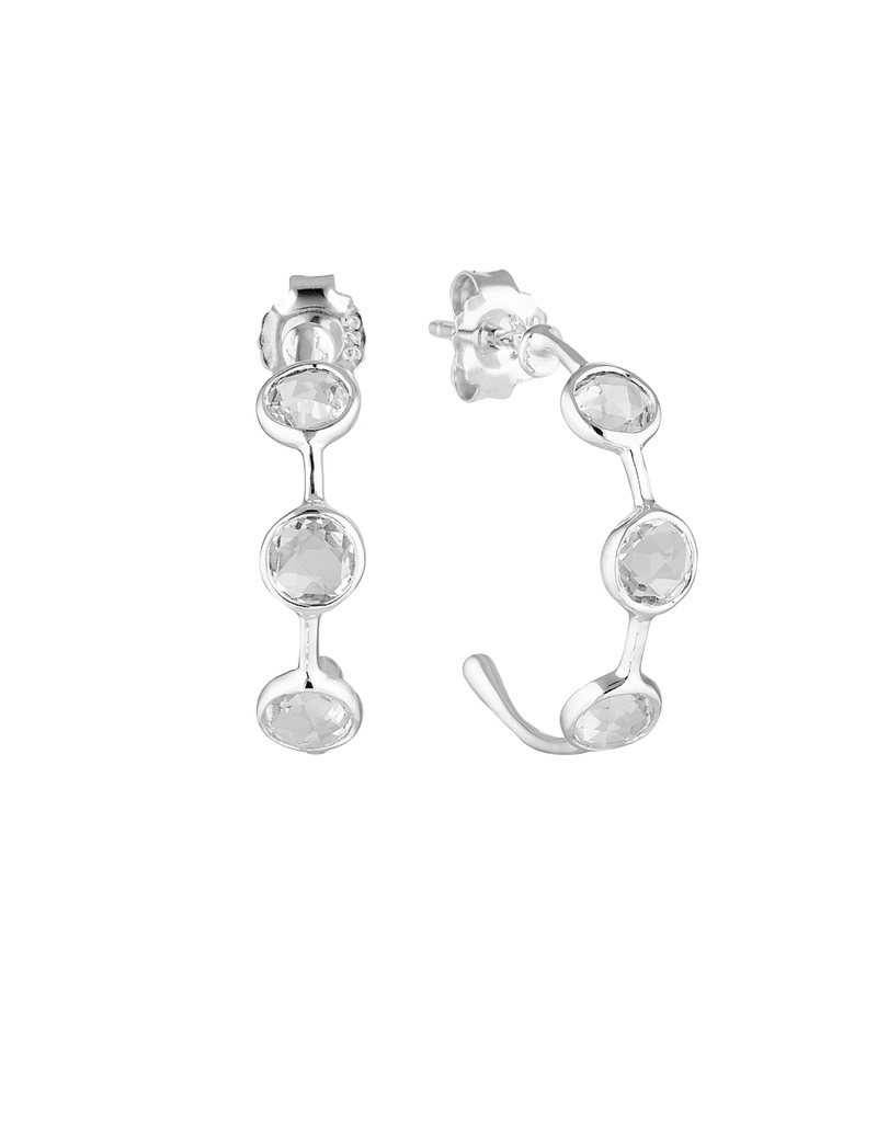 Georgini Kiklo Hoop Earrings w/ White Topaz - Silver | Mocha Australia